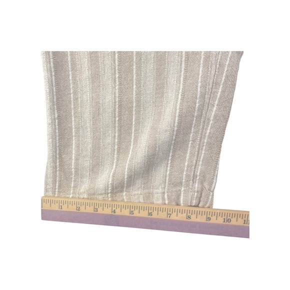 Dash Striped Linen Blend Cropped Pants Size Medium Elastic Waist Drawstring - Picture 2 of 6